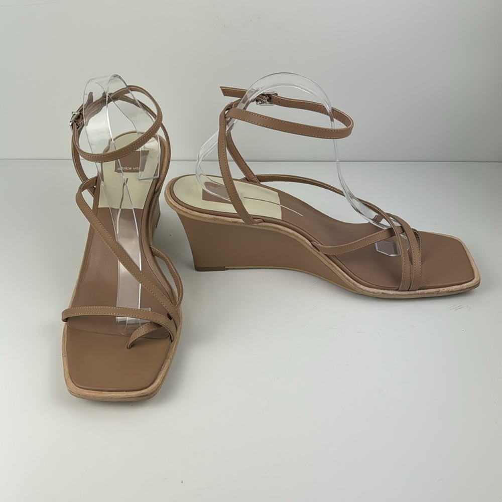 DOLCE VITA SIZE 11 BEIGE WEDGE ANKLE STRAP SANDALS NWOT